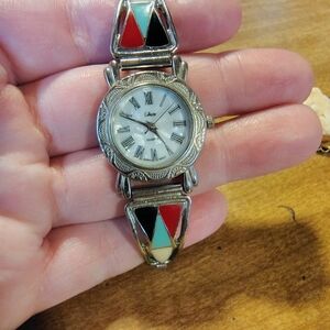 Silver and Multicolor Women's Watch
